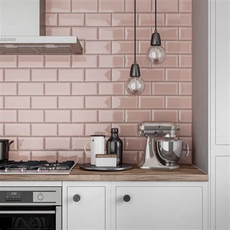 Find pastel pink kitchens, magenta kitchen units, muted pink kitchen decor, hot pink backsplash ideas, coral gold lights and copper kitchen accessories look gleaming and gorgeous against blush pink. Metro subway blush pink bevelled gloss wall tile 100mm x ...