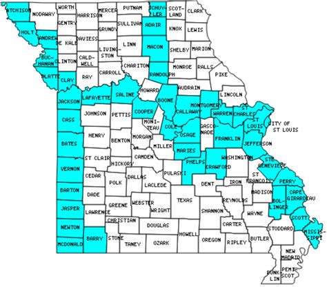 Printable Missouri County Map