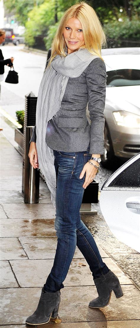 Gwyneth Paltrow Style Grey Blazerscarf Fashion Styling In 2019