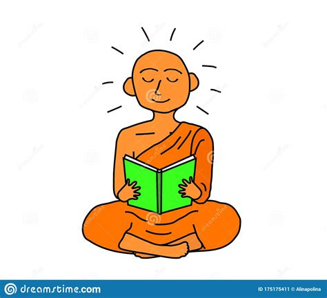 Le Moine Bouddhiste Lit Un Livre Sur Fond Blanc Illustration De