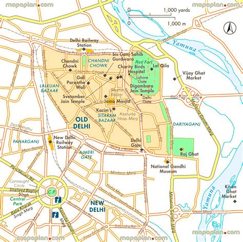 Delhi Map Old Delhi Map Showing Central Railway Stations Chandni