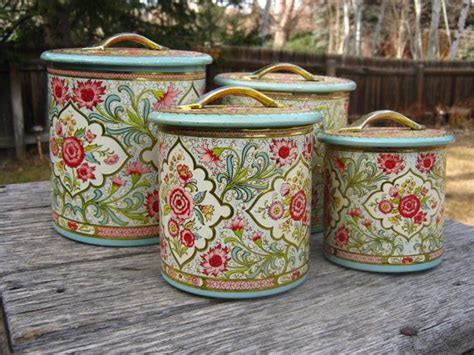 Vintage Tin Canisters Set Of Four Made In Holland Canisters Etsy