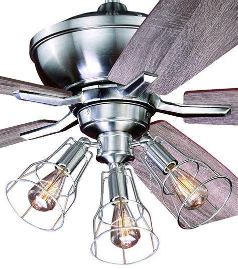 Top rated nyc licensed electrical contractor serving all 5 boroughs of nyc. 52" Stainless Edison Ceiling Fan w/ Industrial Cage Light ...