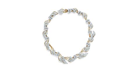 Tiffany And Co Schlumberger® Leaves Necklace In Platinum And Gold With