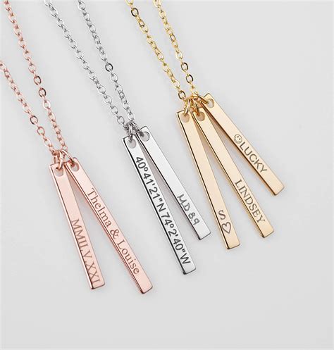 Personalized Bar Necklace Custom Name Necklace Bridesmaid T Etsy