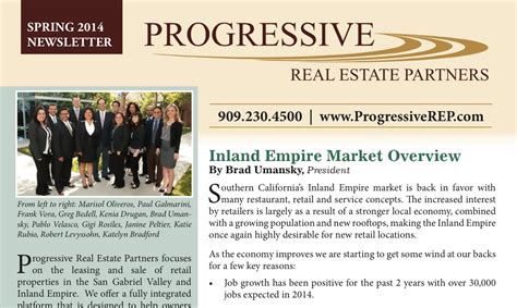 Newsletter Spring 2014 Progressive Real Estate Partners