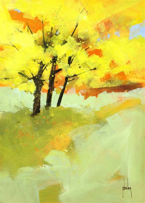 Semi Abstract Landscape Original Painting Autumn Trio