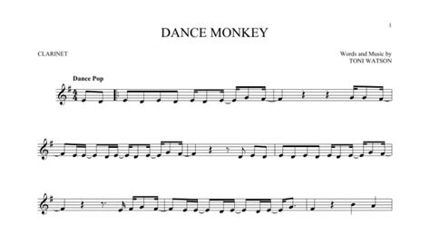 Dance Monkey Clarinet Solo Print Sheet Music Now