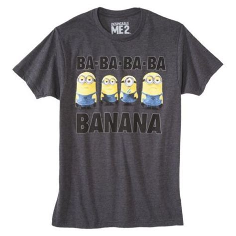 Despicable Me 2 Mens Gray Minion Ba Ba Ba Banana Tee T Shirt S Xxl