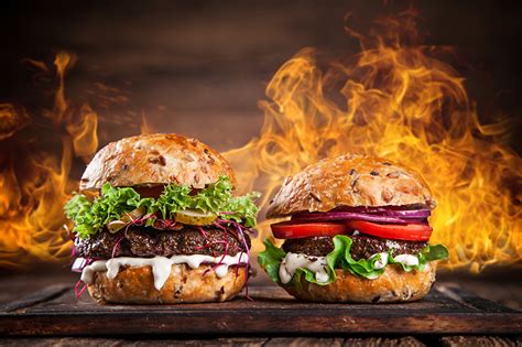 Fonds Decran Fast Food Hamburger Légume Feu Deux Nourriture