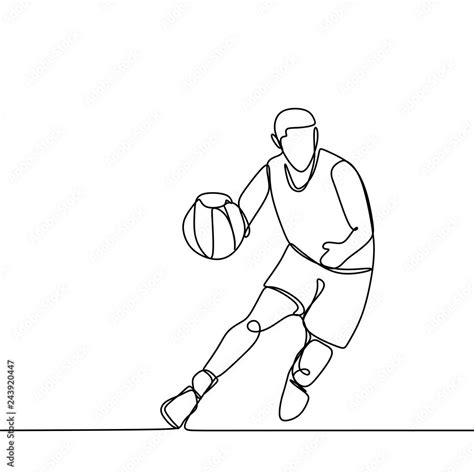 Basketball Player During Match Game He Dribbling A Ball Continuous
