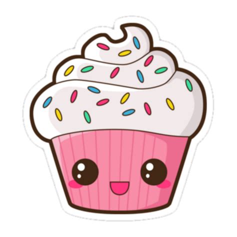 Kawaii Pink Cupcake Dessert Face Cupcake Kawaii Png Emoji Emoticon