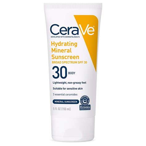 Amazon.com: CeraVe 100% Mineral Sunscreen SPF 30 | Body Sunscreen with ...