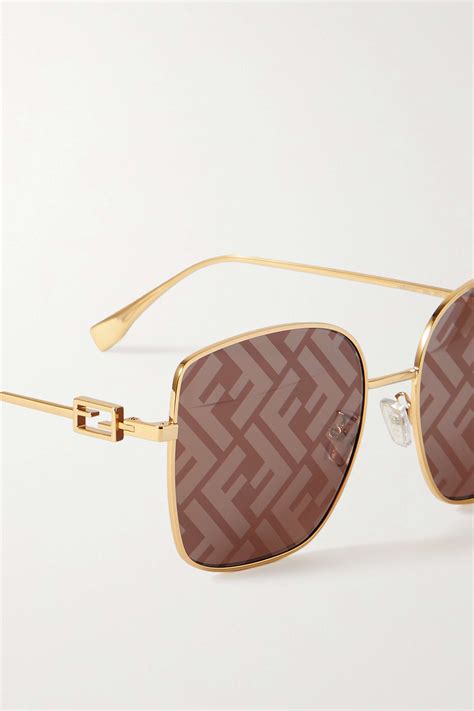 Fendi Square Frame Gold Tone Sunglasses Net A Porter