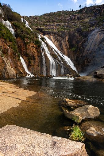 The Ezaro Waterfalls In Western Galicia In Northern Spain Stock Photo