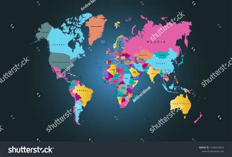 Color World Map Vector Stock Vector Royalty Free 1243024624