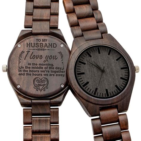 3 Days Shipping To Husband Engraved Natural Ebony Wooden Watch