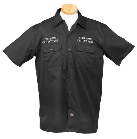 dickies mens custom name and text embroidered work uniform shirt etsy