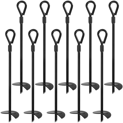 Buy Mukchap 10 Pack 15 Inch Black Auger Earth Anchors 3 Inch Wide Helix Heavy Duty Ground