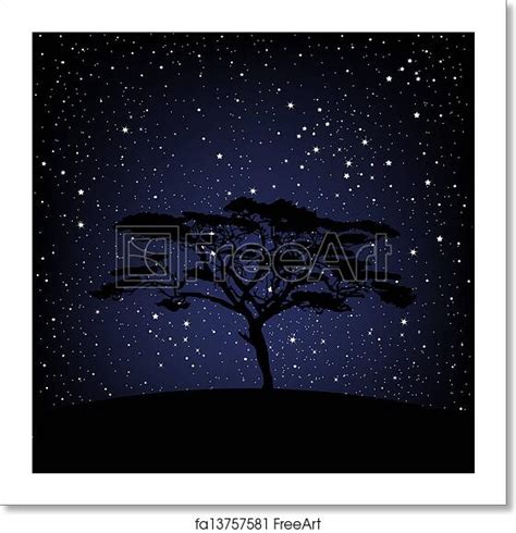 Free Art Print Of Tree Over Starry Night Freeart Fa13757581