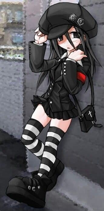Cute Anime Girl Leaning Against A Wall Gothic Anime Anime Goth Emo