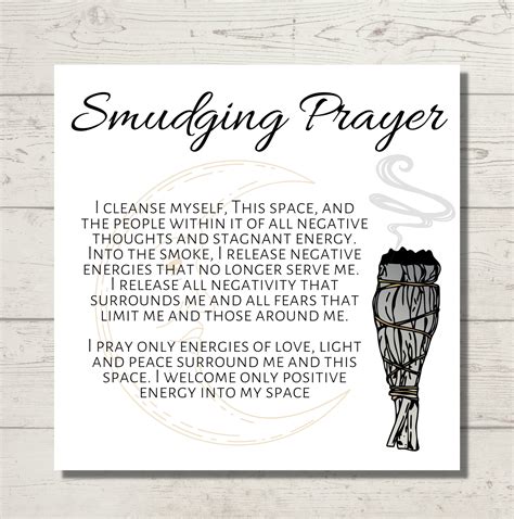Smudging Prayer Card Prayer Card Cleansing Card Healing Card