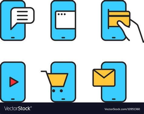 Different Smartphone Pictograms Lineart Design Vector Image