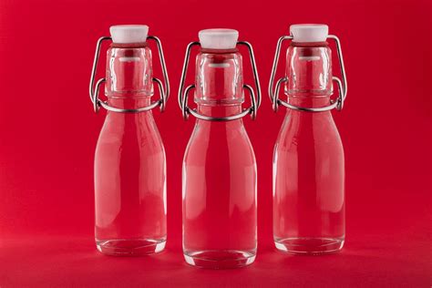 8 X Small Glass Bottles 100 Ml With Clip Top Lid Swing Top By Slkfactory Uk Kitchen