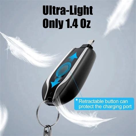Mini Power Emergency Pod Keychain Portable Charger 1500mah For Andriod