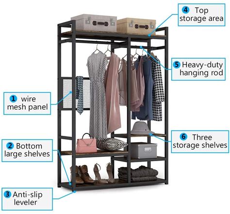 Tribesigns Freestanding Closet Organizer Large Double Rod Clothes Rack