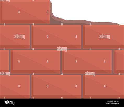 Red Brick Wall Icon Cartoon Vector Mortar Cement Building House Stock