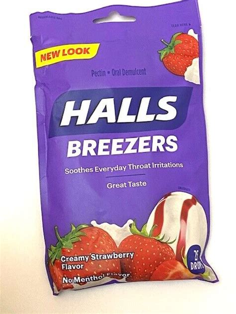 Halls Breezers Cough Drops Creamy Strawberry Flavored Soothes Throat Drops Ebay