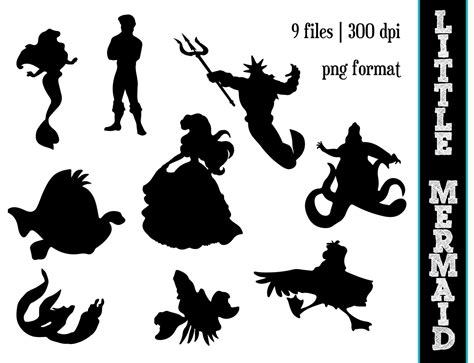 Printable Ariel Little Mermaid Silhouette