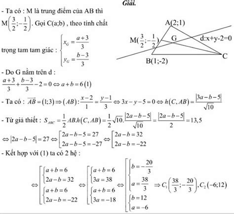 Trong mặt phẳng tọa độ Oxy cho tam giác ABC với A B trọng tâm G của tam giác nằm