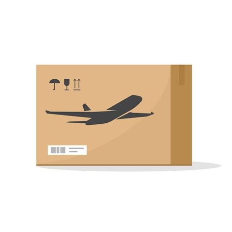 항공 우편 비행기 개념으로 소포 패키지 상자 배달 또는 화물 화물 패킷 내보내기 및 가져오기 프리미엄 벡터