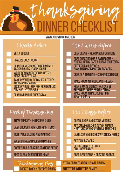 14 Dinner Menu Diy Free Printable Thanksgiving Checklist