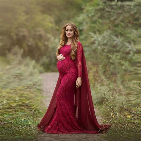 Sexy Maternity Photography Prop Maternity Dresses For Photo Shoot Lace Maxi Gown Clothes 2021