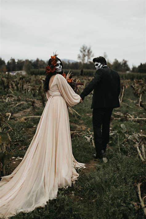 Creepy Chic Halloween Fun Before This Couple Says I Do Irl