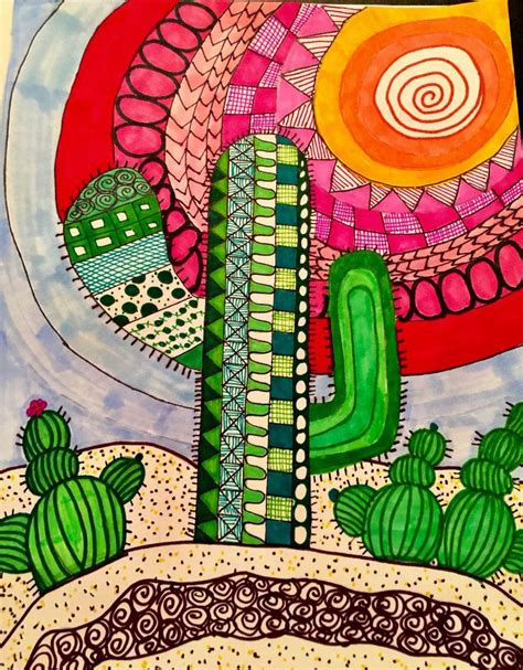 My Desert Scene Art Lessons Elementary Art Cactus Art