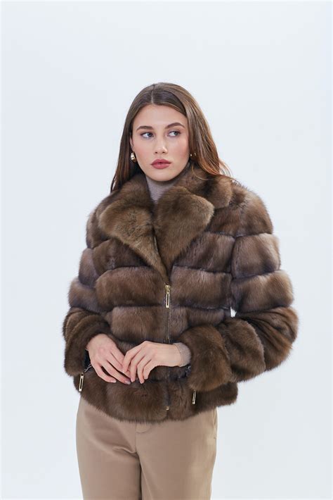 Womens Jacket Real Russian Sable Fur