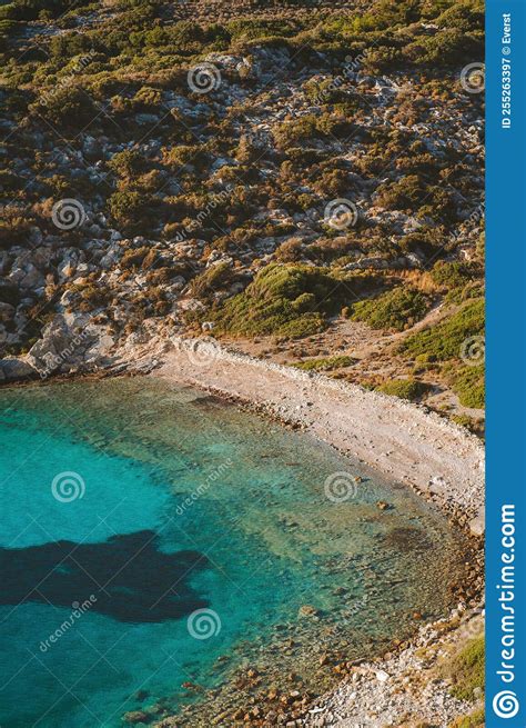 Beach Aerial View Aegean Sea Turquoise Water Landscape In Turkey Stock