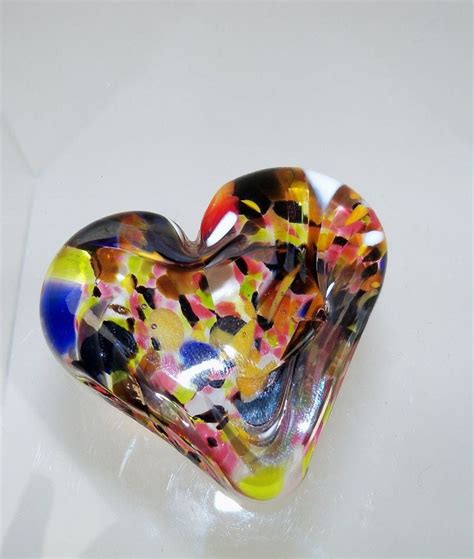 Hand Blown Art Glass Heart Paperweight By Route4glass On Etsy