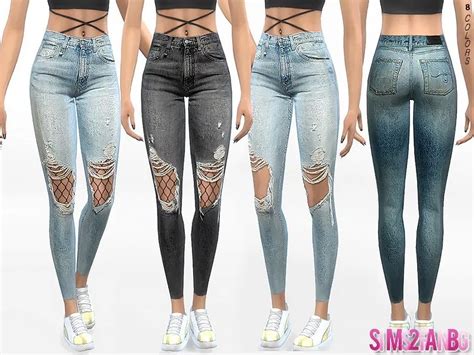 332 Ripped Skinny Jeans With Tights The Sims 4 Catalog Sims 4 Clothing Sims 4 Ripped