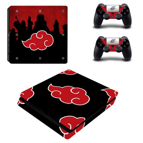Ps4 Slim Console Controllers Vinyl Skin Decals Sticker Naruto Red Cloud
