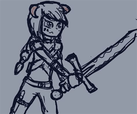 Anime Girl With Horns Holding A Sword Drawception