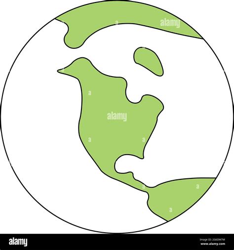 Simplified Outline Earth Globe With Map Of World Focused On North
