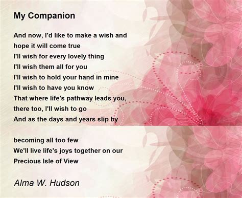 My Companion My Companion Poem By Alma W Hudson