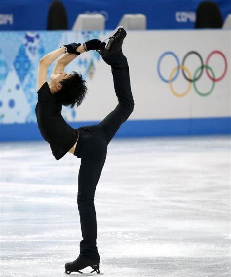 Sue — Biellmann Spin Practice At The Sochi Olympics Hanyu Yuzuru