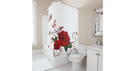 Shower Curtain Floral Red Rose Zazzle