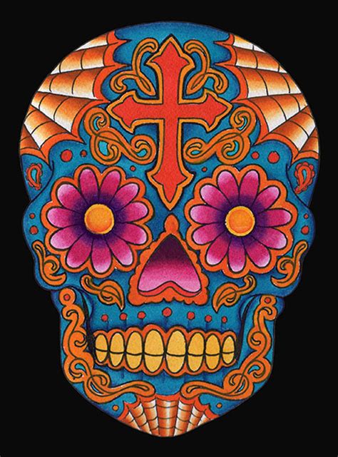 Dia Skull By Lil Chris Canvas Giclee Art Print Day Of The Dead Purple